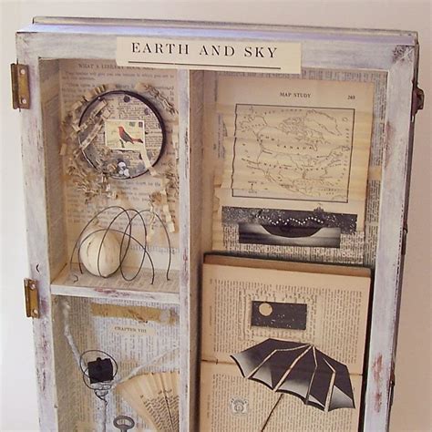 Assemblage Art Wooden Box / Joseph Cornell Tribute / Earth and Sky ...