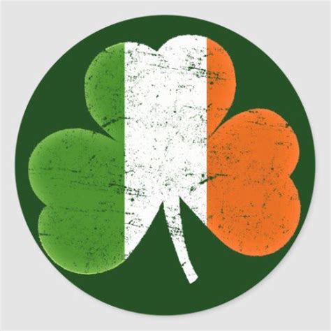 Ireland Irish Flag Classic Shamrock Classic Round Sticker | Zazzle.com ...