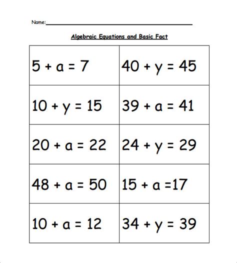 Simple Equations Worksheets With Answers