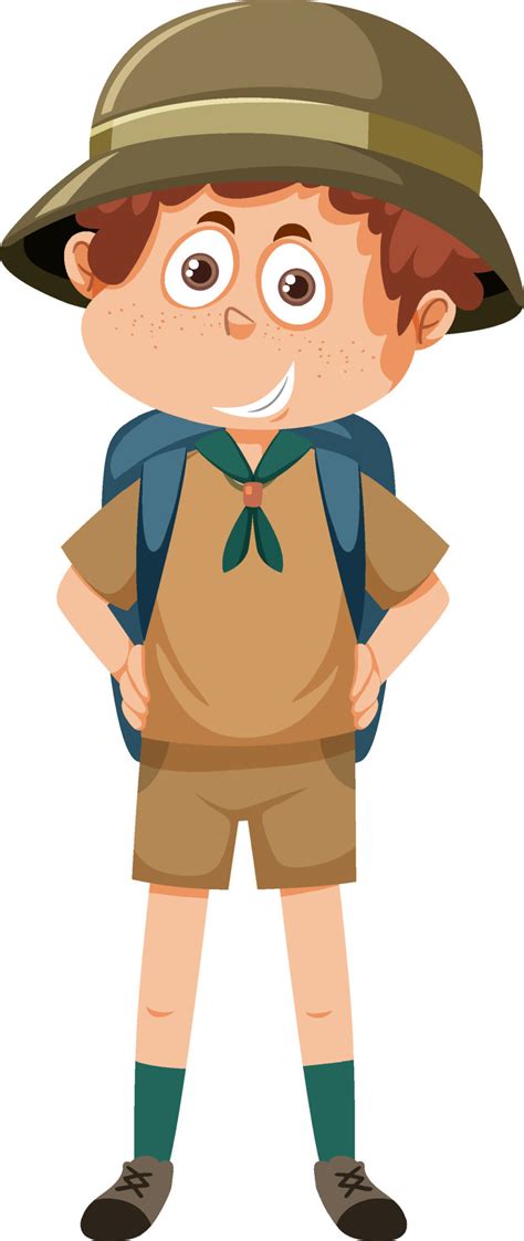 Cute boy scout cartoon character with backpack 11778676 Vector Art at ...