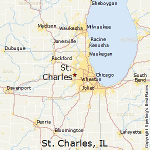 St Charles Illinois Map | World Map Gray