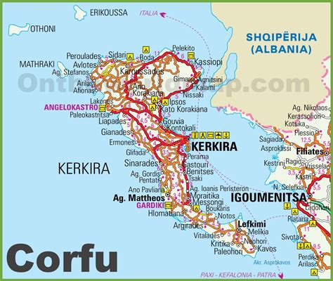 Corfu tourist map - Ontheworldmap.com