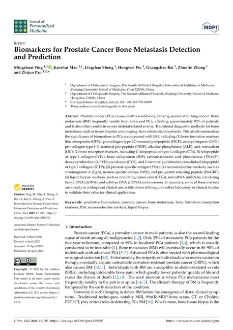 (PDF) Biomarkers for Prostate Cancer Bone Metastasis Detection and ...