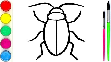 How to Draw a Cockroach Easy Step by Step | Mewarnai dan Menggambar ...