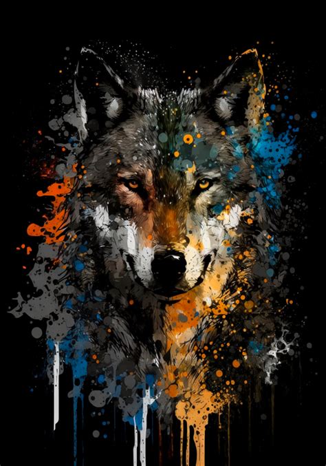 Wolf painting animal design poster - TenStickers