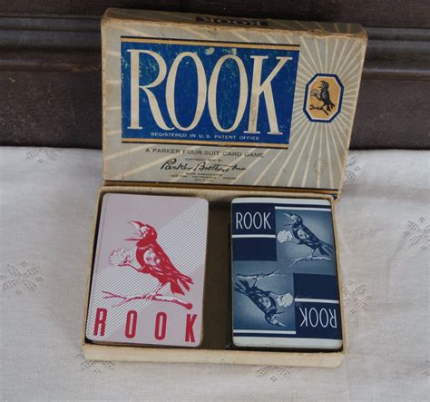 Vintage Rook Card Game with blue and red cards