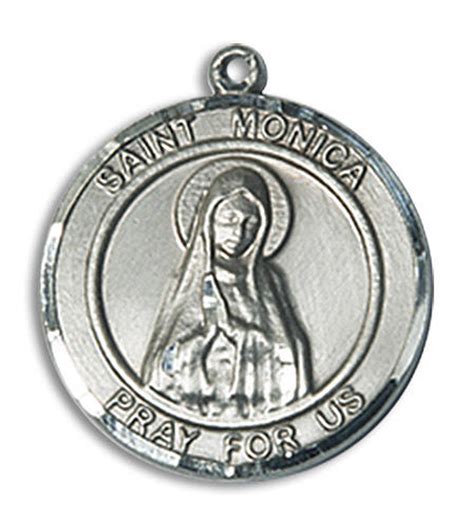 St. Monica Medal - Sterling Silver 3/4" x 5/8" Round Pendant (8079RDSS)