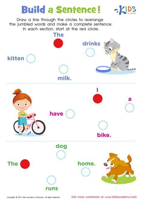 Sentence Structure Printable: Grammar Worksheet for Kids - Answers and ...