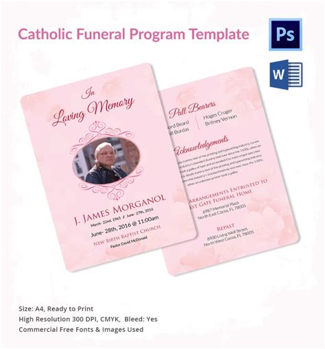 Catholic Church Funeral Program Template