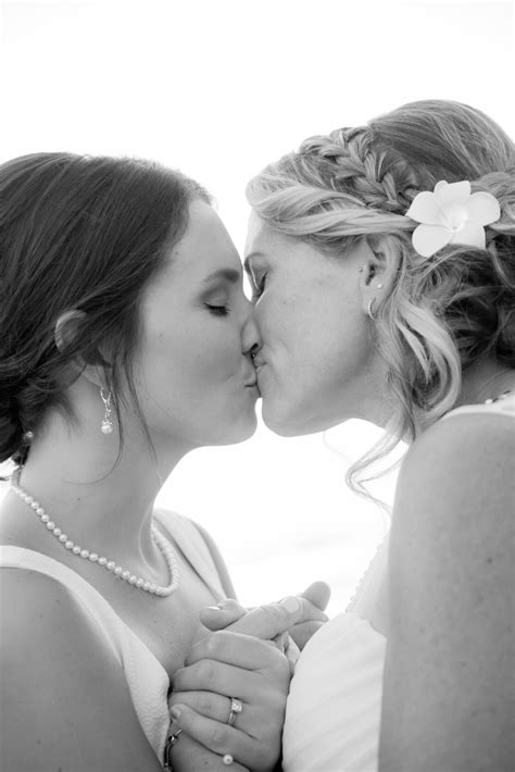 Two brides kissing. #lipstick #lesbian #wedding #samesex #marriage ...