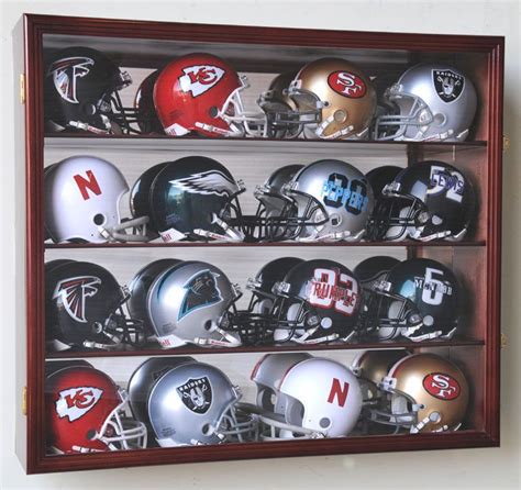 16 Riddell Mini Helmet Helmets Display Case Cabinet Wall Rack NFL ...