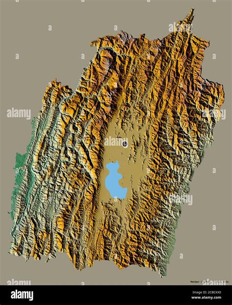 Shape of Manipur, state of India, with its capital isolated on a solid ...