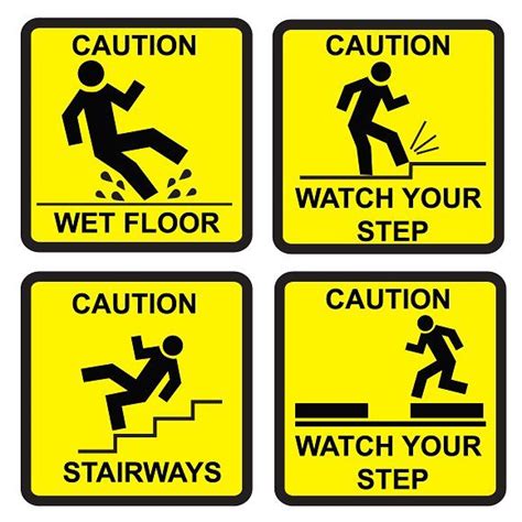 Caution signs, yellow | Safety signs and symbols, Signs, Health and ...