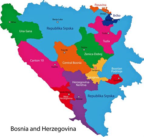 Bosnia & Herzegovina Map of Regions and Provinces - OrangeSmile.com