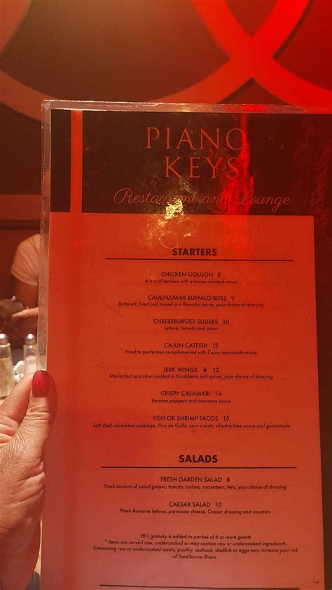 Menu at Piano Keys Restaurant and Lounge, Brandywine