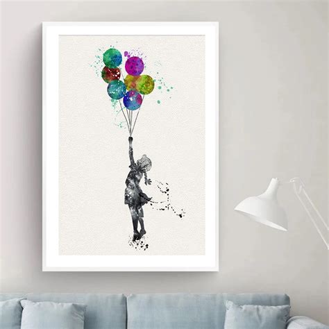 Banksy Balloon Girl with Colorful Balloons Canvas Print - Banksy Store