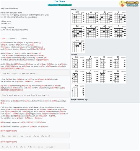 Chord: The Chain - tab, song lyric, sheet, guitar, ukulele | chords.vip