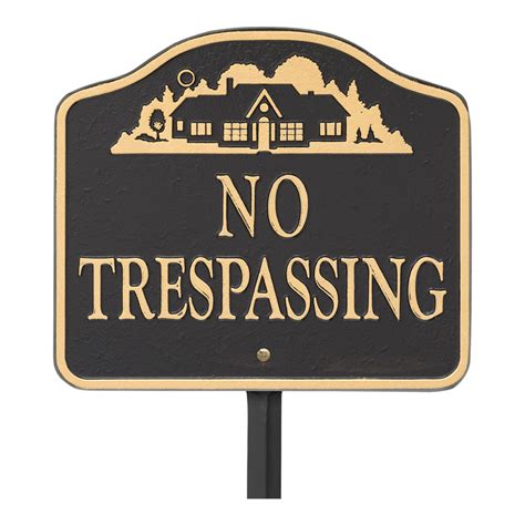 No Trespassing Sign, Cast Aluminum – Wall Or Lawn Mounting – Whitehall ...