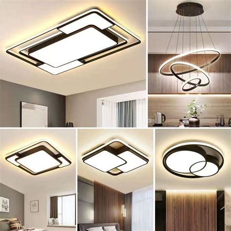 Modern LED Ceiling Light Dimmable With Remote Black Square Ceiling Lamp ...