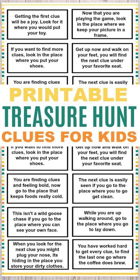 These printable treasure hunt clues for kids are a fun and easy kids ...