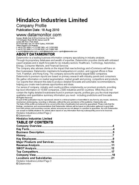 Hindalco Company Profile | PDF