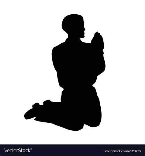 Kneeling man silhouette image Royalty Free Vector Image