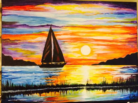 Sunset in Pacific.Acrylic Elena Berari s art | Landscape quilts, Art ...