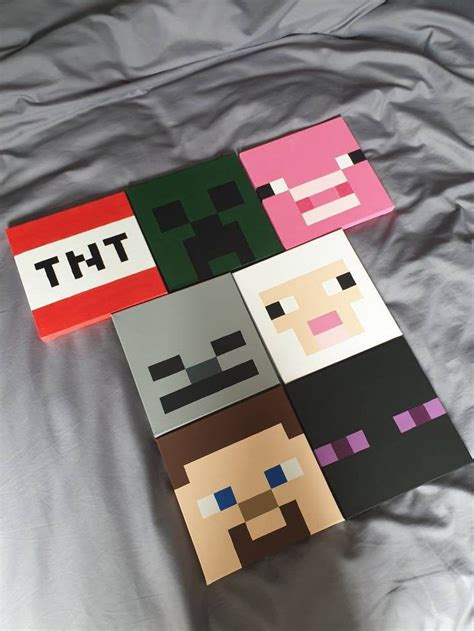 Minecraft Canvas Hand Painted Minecraft Inspired Wall Art - Etsy ...