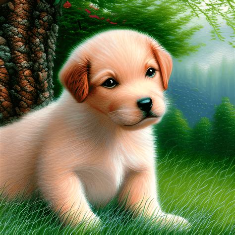 Beautiful Realistic Baby Puppy and Mother · Creative Fabrica