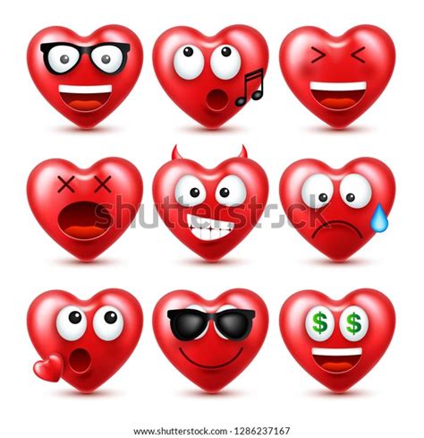 Heart Emoji Vector Set Valentines Day Stock Vector (Royalty Free ...