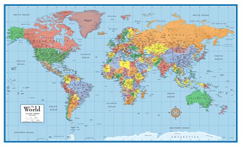 24x36 World Classic Elite Wall Map Laminated - Walmart.com