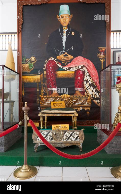 Portrait of Sri Sultan Hamengkubuwono IX displayed in the Kraton of ...