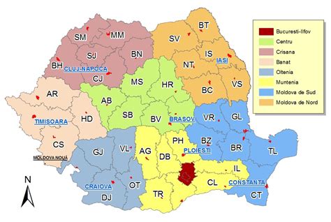 Hartă regiuni - România > Centrul Național de Informare și Promovare ...