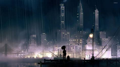 Rainy city at night wallpaper - Fantasy wallpapers - #16438