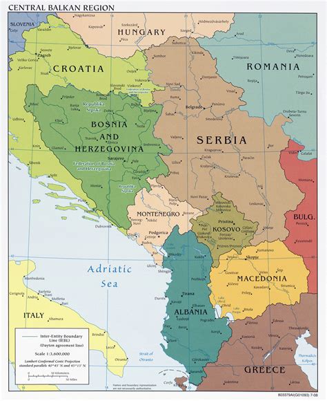 Large detailed political map of Central Balkan Region with major cities ...