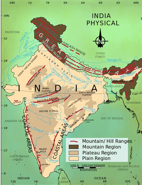 India Physical Map Himalayas - Share Map