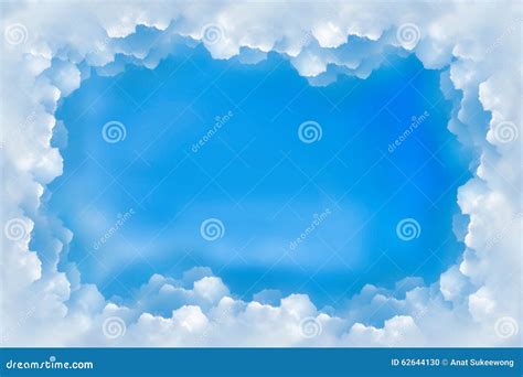 Frame Border Blue Sky Clouds Stock Illustration - Illustration of bird ...