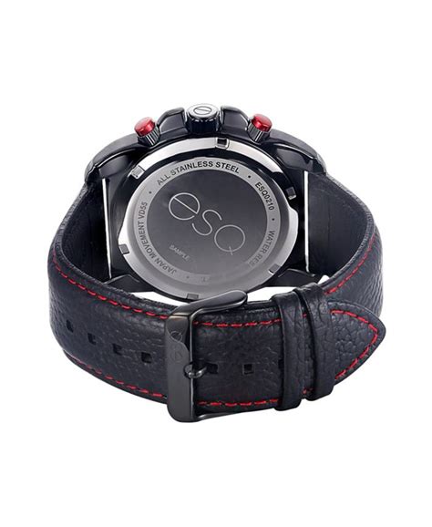 ESQ Men's Black IP Stainless Steel Chronograph Watch, Matching Leather ...