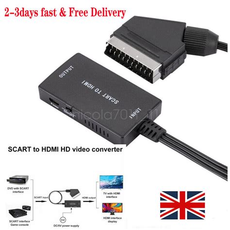 Portable Scart To HDMI Converter with Cable Video Audio Adapter For HD ...