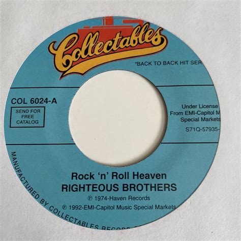 Righteous Brothers Rock N Roll Heaven/ Let the Good Times Roll NEW ...