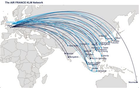 Air France route map - Asia