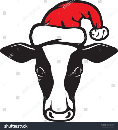 Cow Santa Claus Hat Christmas Design Stock Vector (Royalty Free ...