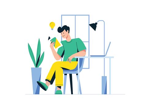 Man Reading a Book Vector Illustration (AI)