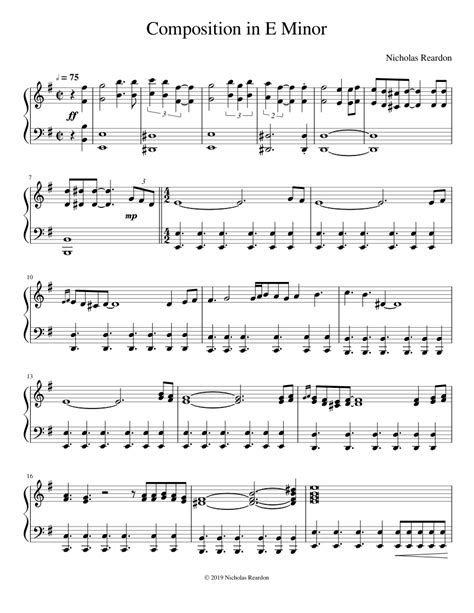 E Minor Sheet music for Piano (Solo) | Musescore.com