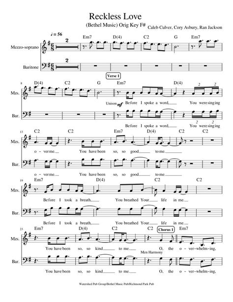 Print and download in PDF or MIDI Reckless Love. Unison and 2-part ...