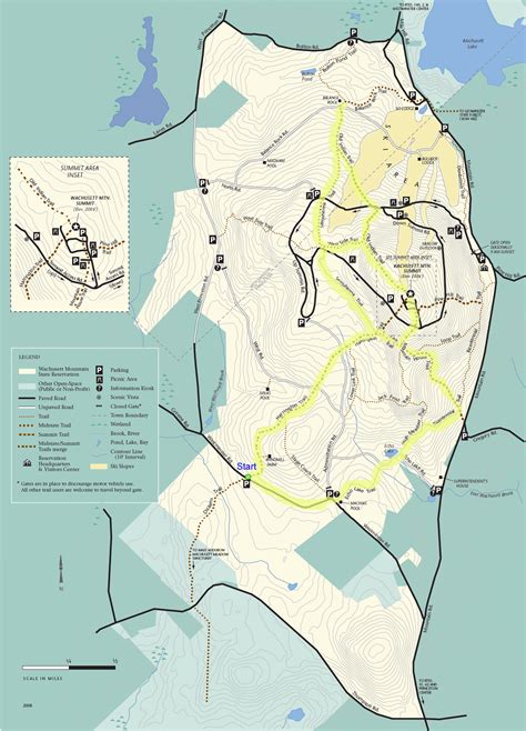 Hike New England - Trail map for Wachusett Mountain | Trail maps, Lake ...