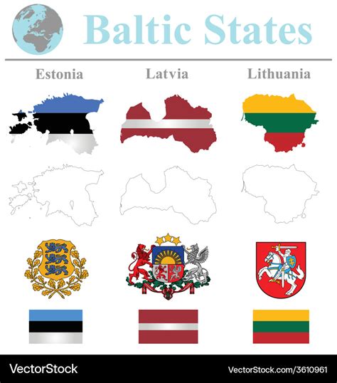 Baltic states flags Royalty Free Vector Image - VectorStock