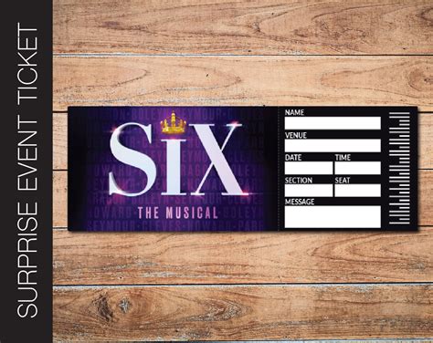 Printable SIX Broadway Surprise Ticket. Editable Musical - Etsy ...