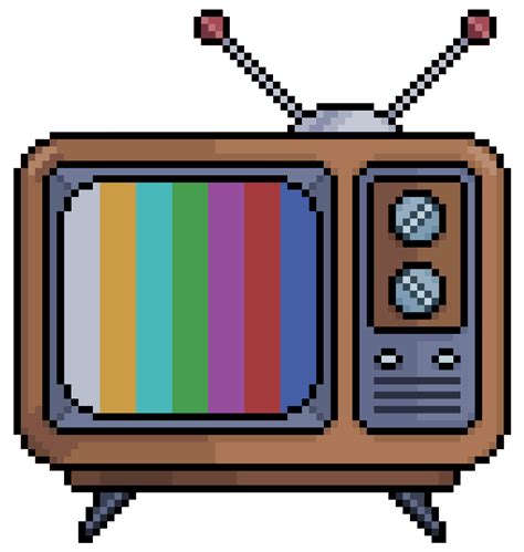 Pixel art old television vector icon for 8bit game on white background ...