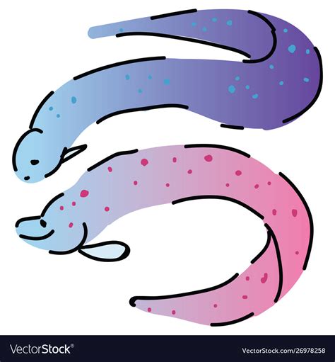 Two cute ocean eels sealife animal clipart Vector Image